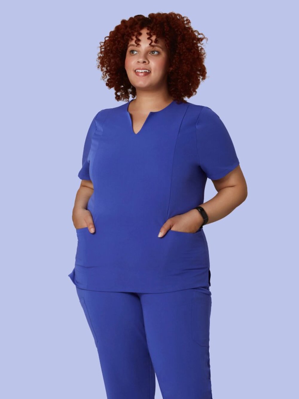 Mandala Notch Neck Scrub Top in Very Peri - sz XL